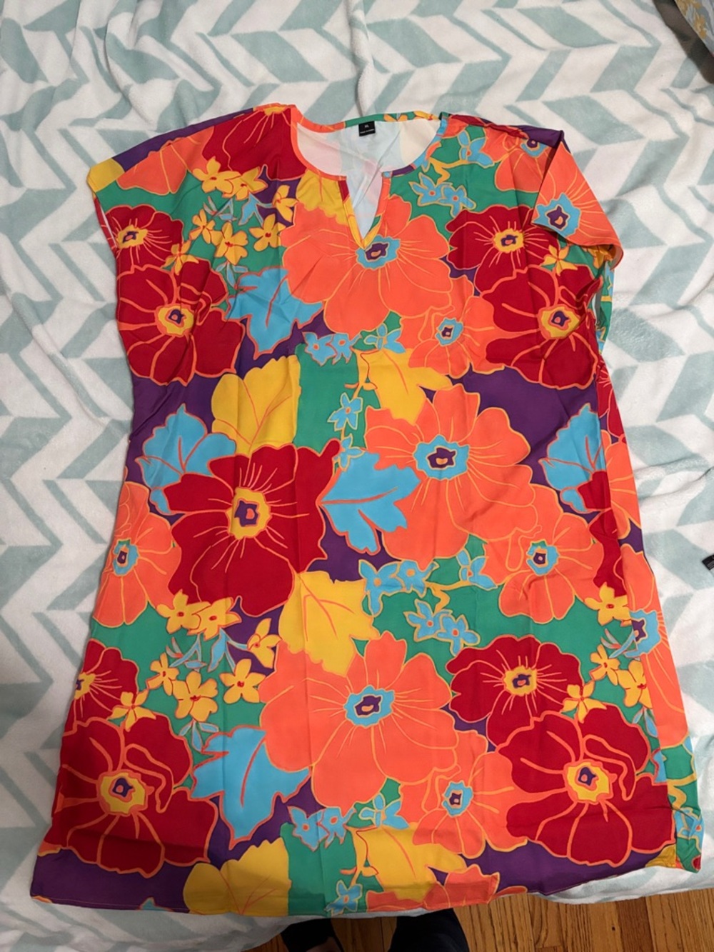 SHEIN Orange Multi Floral Mini Dress